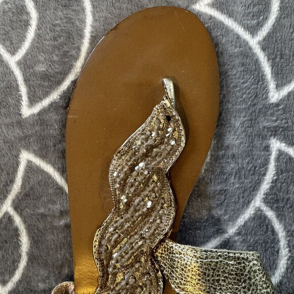 Naughty Monkey Tan Leather Open Toe Thong Sandals Women's Sz 9.5 - Picture 7 of 15